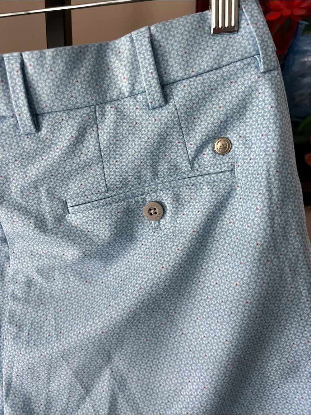 Peter Miller golf Men's Light Blue Textured Cotton Shorts